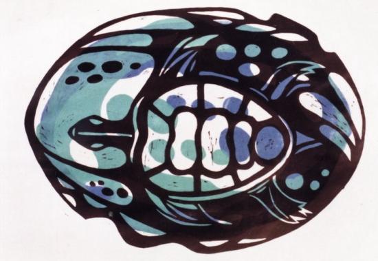 Obra: Tortuga I. Grabado relieve color