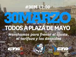 30M: Contundente convocatoria a la movilización a Plaza de Mayo