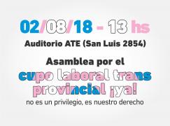 Asamblea por el cupo laboral trans provincial ¡ya! en ATE 