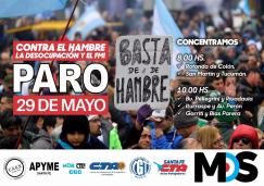 Miércoles 29: paro y concentración contra el hambre, la desocupación y el FMI