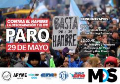 Miércoles 29: paro y concentración contra el hambre, la desocupación y el FMI