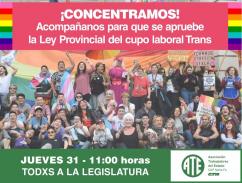 Concentración en la Legislatura por el Cupo Laboral Trans en la provincia