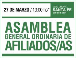 Convocatoria a Asamblea General Ordinaria de Afiliados/as a ATE 