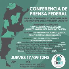 Conferencia de prensa Federal: Pandemia. Acción urgente y solidaria para salvar vidas