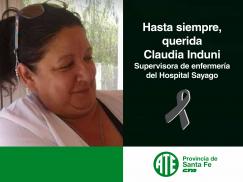 Profundo pesar por el fallecimiento de Claudia Induni, Supervisora de Enfermería del Hospital Sayago
