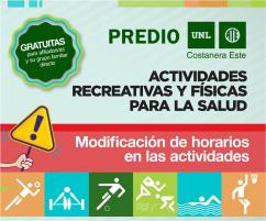 Nuevos horarios en las actividades recreativas y físicas para la salud en nuestro Predio UNL ATE