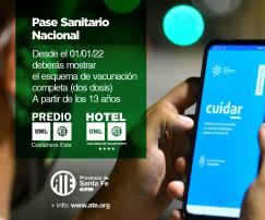 Pase Sanitario Nacional para ingresar al Predio UNL ATE y al  Hotel UNL ATE 