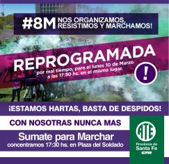 El 8M, Día Internacional de la Mujer Trabajadora, no se suspende por lluvia, se reprograma