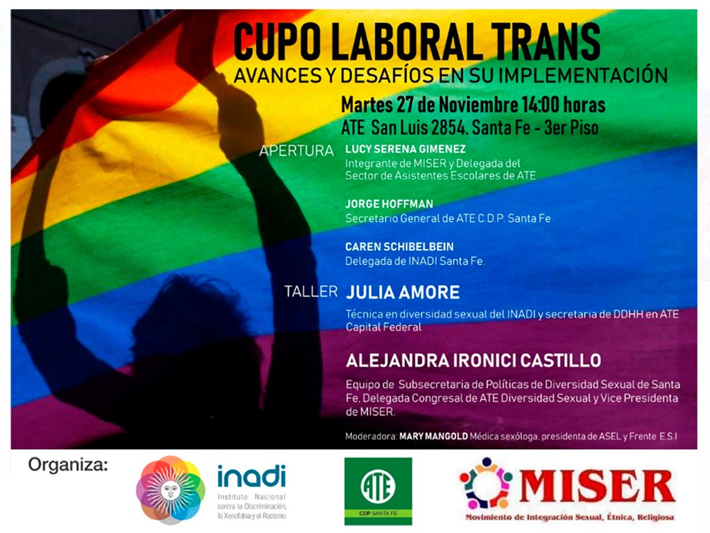 Jornada Cupo laboral trans: avances y desafíos en su implementación: martes 27 en ATE
